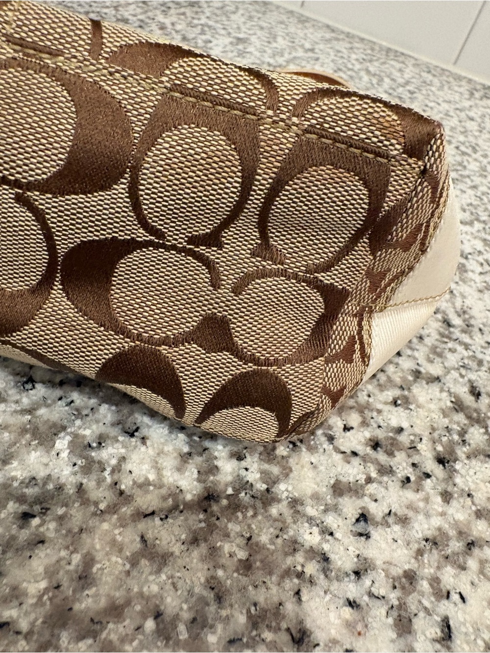Coach Mini Shoulder Bag in Khaki, Cream with Red Charm - Picture 13 of 13